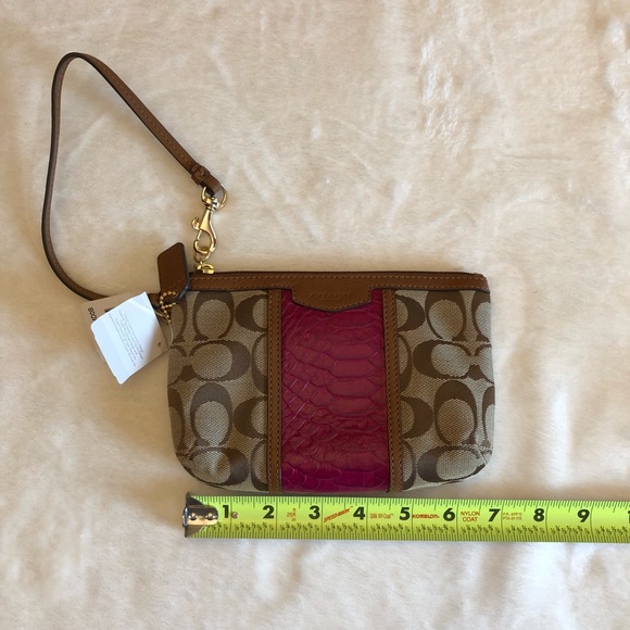COACH SIG.CANVAS SNAKESKIN MEDIUM WRISTLET F51724 - Picture 2 of 7